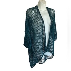 Teal Crochet Cover-Up. Gorgeous color, loose weave. Super versatile! Large
